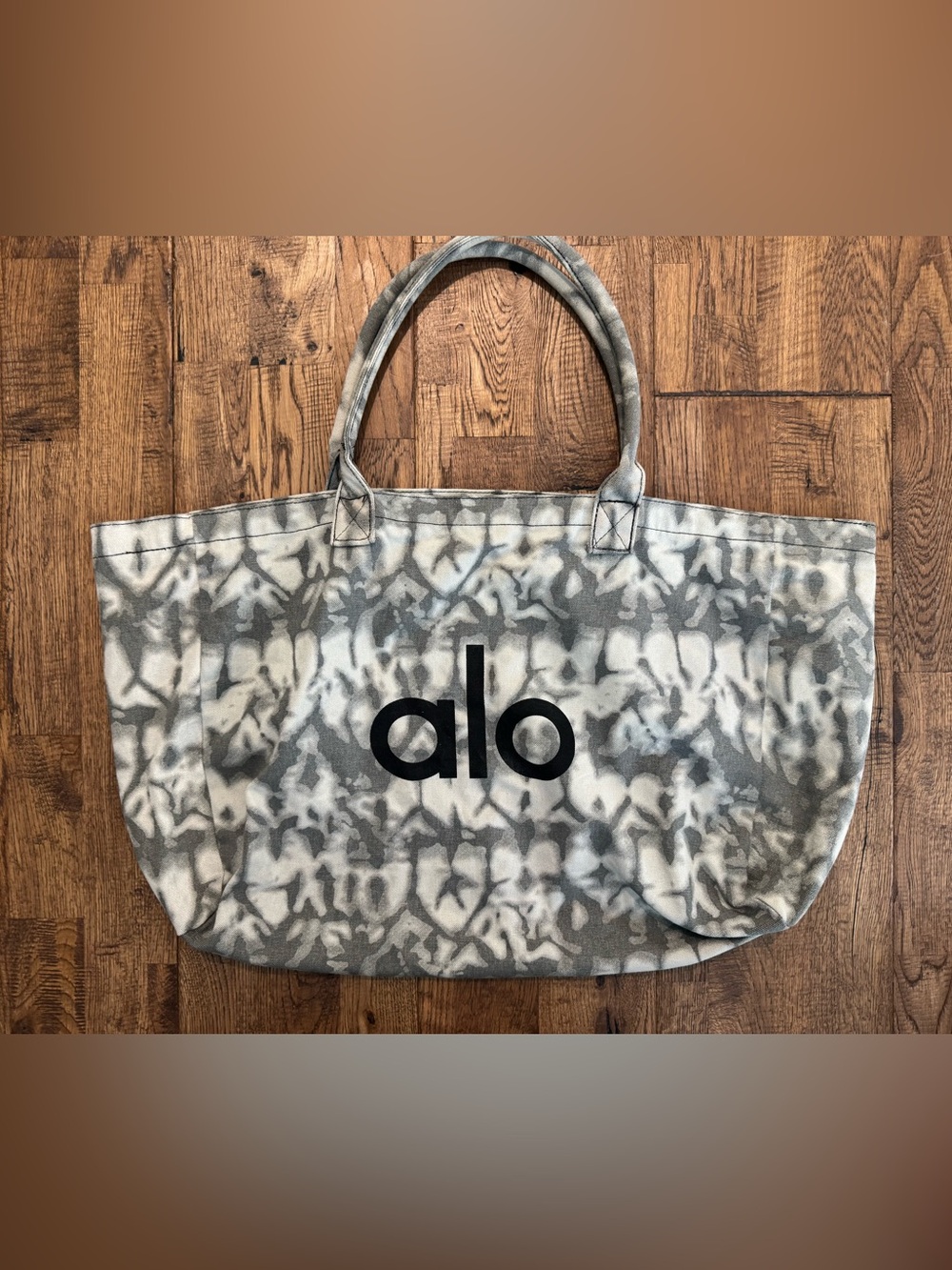 ALO Yoga Gray Tie Dye Canvas Tote Bag Large Gym Beach DD